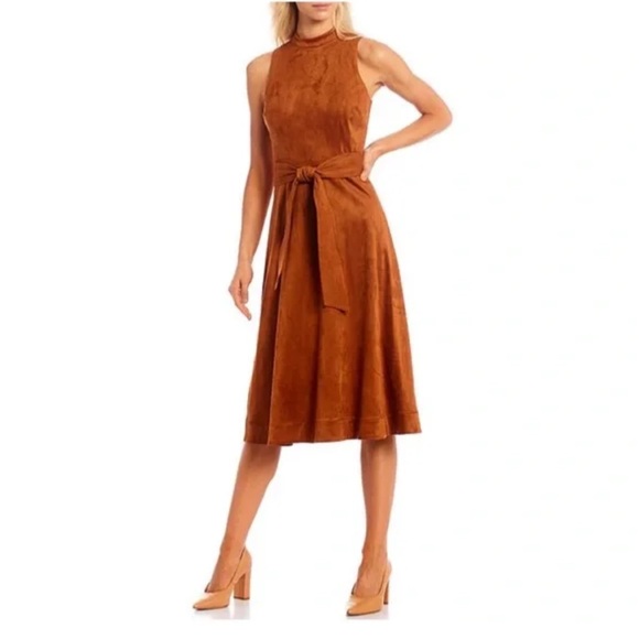 Antonio Melani Kinnon Mock Neck Suede Midi Dress Size 12 - Picture 2 of 9